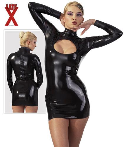 Latex dress peephole black L