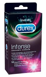 Durex »Intense Orgasmic«, erektsiooni pikendavad täppide/triipudega kondoomid, 10tk