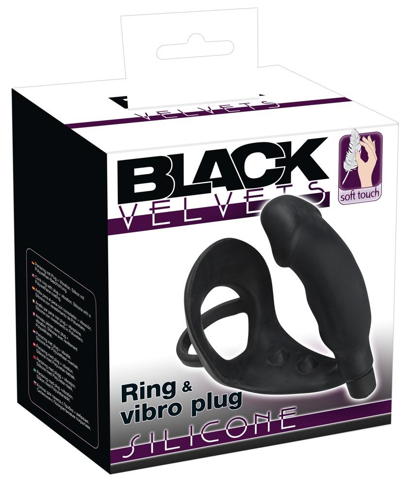 Black Velvets Cock Ring with Vibration, eesnäärmevibraator +peeniserõngas