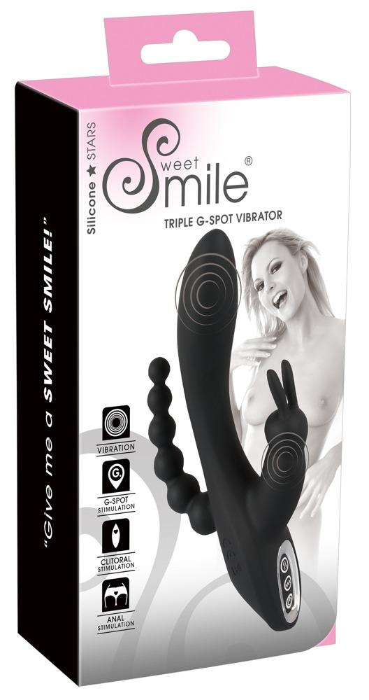 SMILE Triple G-Spot Vibrator, kolmekordselt masseeriv akuvibraator, must
