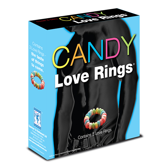 CANDY LOVE RINGS, värvilistest kommidest peeniserõngas, söödav, 3tk