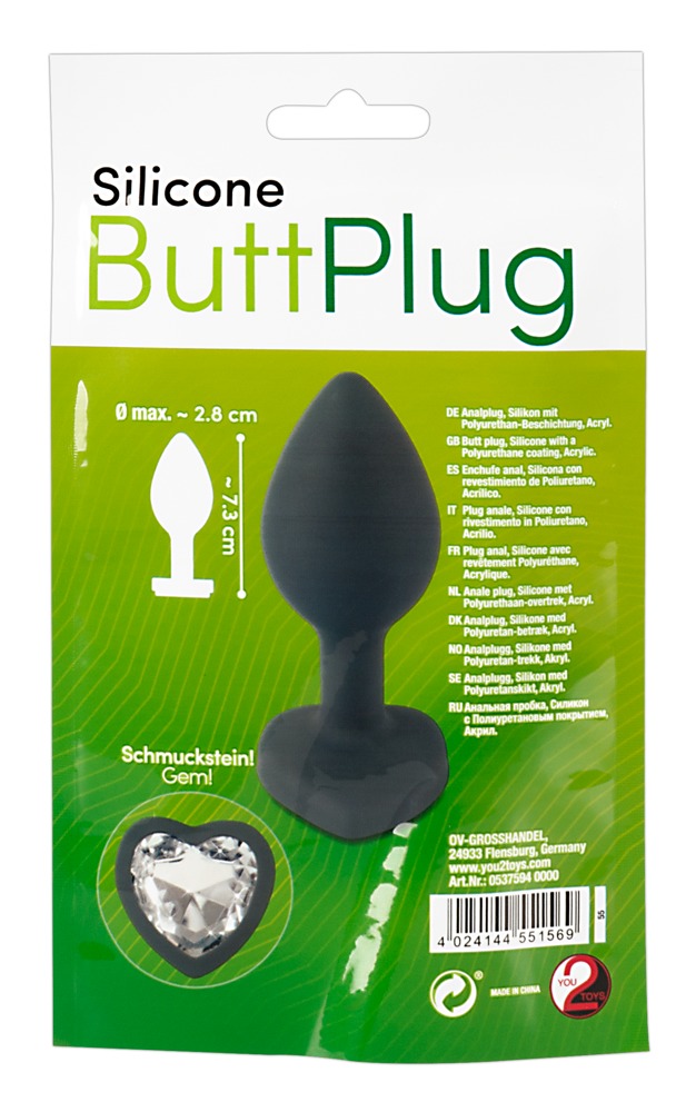 SOODNE: Silicone Butt Plug, sädeleva südamega anaalpunn