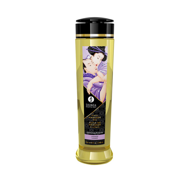 SHUNGA - MASSAGE OIL SENSATION LAVENDER, sensatsiooniline massaažiõli lavendliga, 240ml