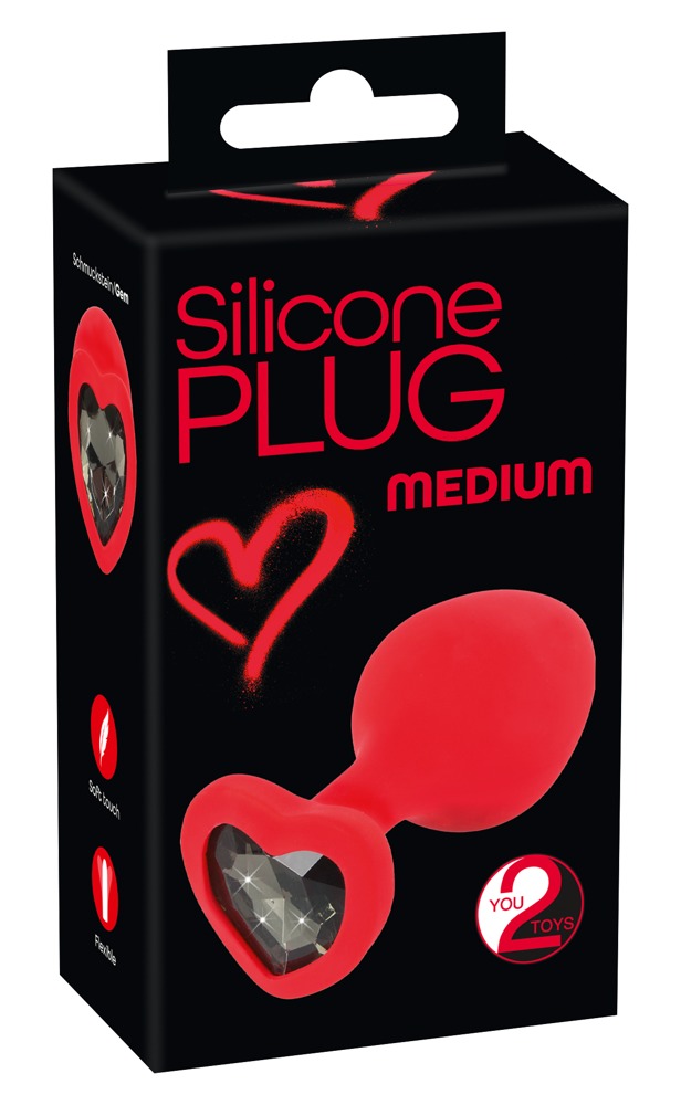 Silicone Plug medium, südamekujulise jalaga plug, 7,9cm