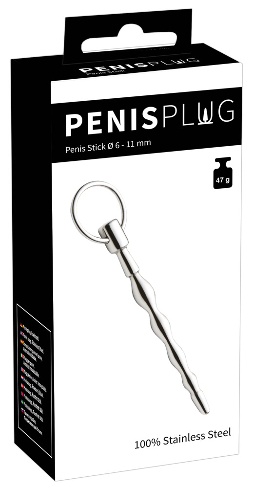 Penis Stick, hõbedane peenisepulk/dilaator, Ø 6 - 11 mm