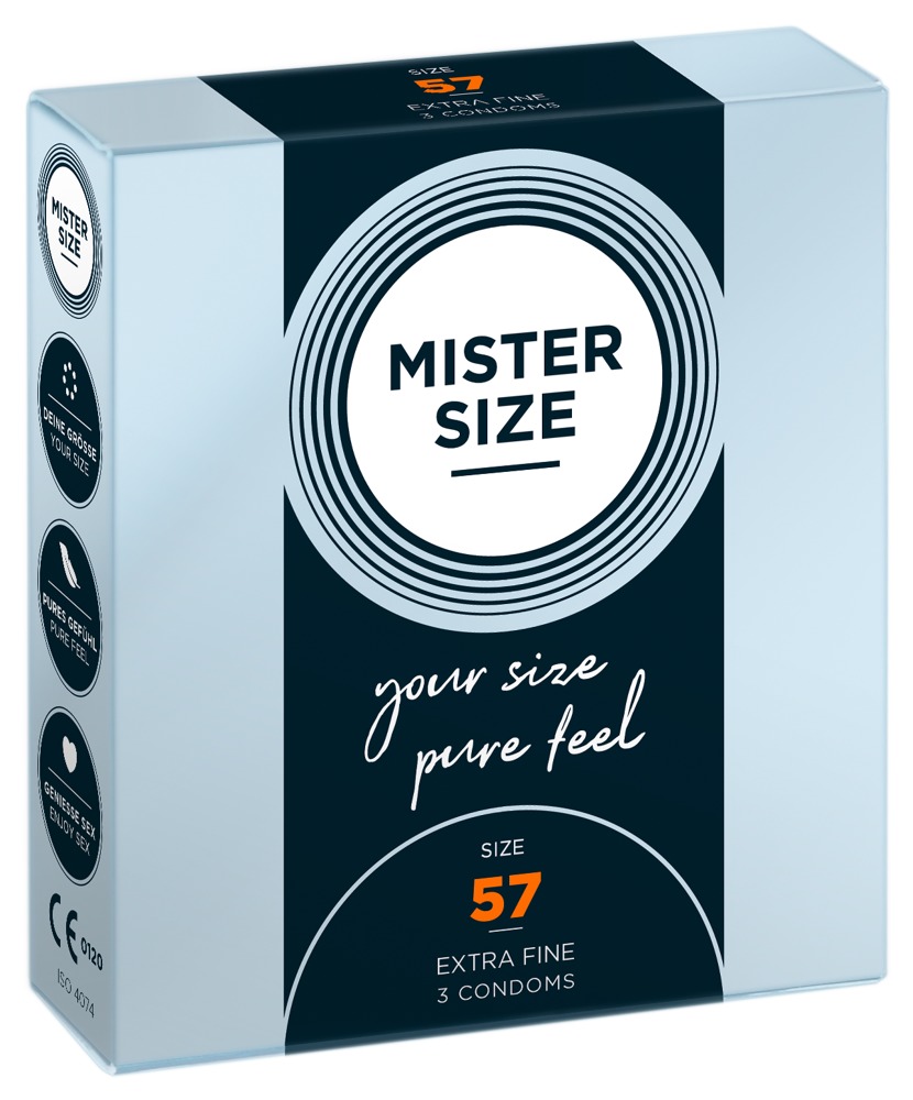 Mister Size 57 mm, keskmise suurusega kondoomid, 3tk